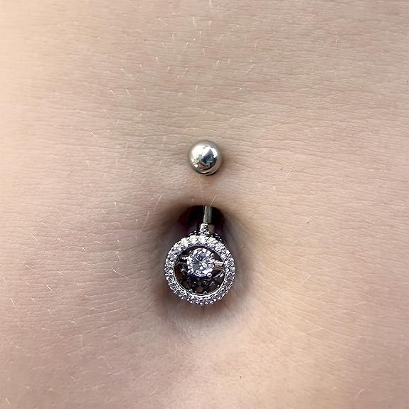 Melighting 5pcs Belly Bars Navel Piercing Jewellery 14g 316L Stainless Steel Belly Button Ring Clear CZ Navel Bar Belly Ring - Body Jewellery - British D'sire
