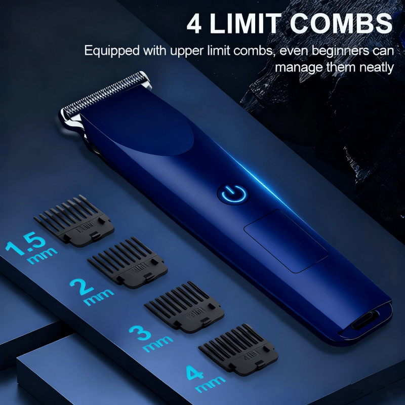 Men Pro Electric Hair Clippers Beard Trimmer Cutting Barber Shaving Machine Blue (US Logistics For USPS/DHL/Fedex/UPS. No designated logistics accepted，TK/TMEU only For self-pickup） - British D'sire