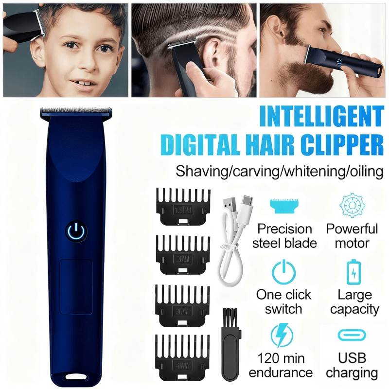 Men Pro Electric Hair Clippers Beard Trimmer Cutting Barber Shaving Machine Blue (US Logistics For USPS/DHL/Fedex/UPS. No designated logistics accepted，TK/TMEU only For self-pickup） - British D'sire