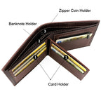 MenBense Men Short Wallet Personalized Coin Purse Frosted Clutch Money Clip(Dark Brown) - British D'sire