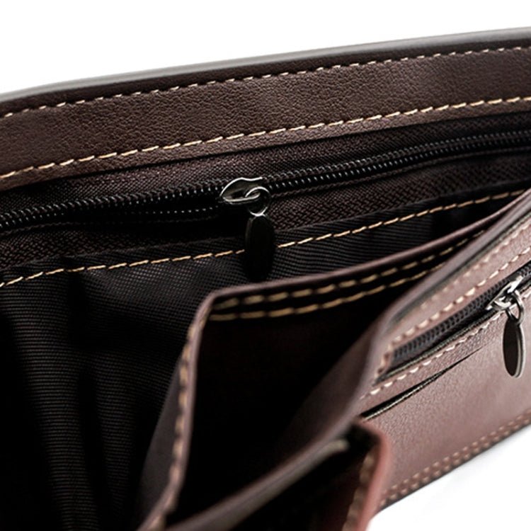 MenBense Men Short Wallet Personalized Coin Purse Frosted Clutch Money Clip(Dark Brown) - British D'sire