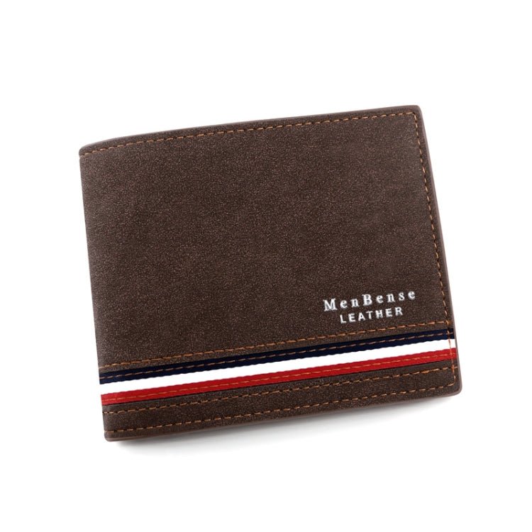 MenBense Men Short Wallet Personalized Coin Purse Frosted Clutch Money Clip(Dark Brown) - British D'sire Main image