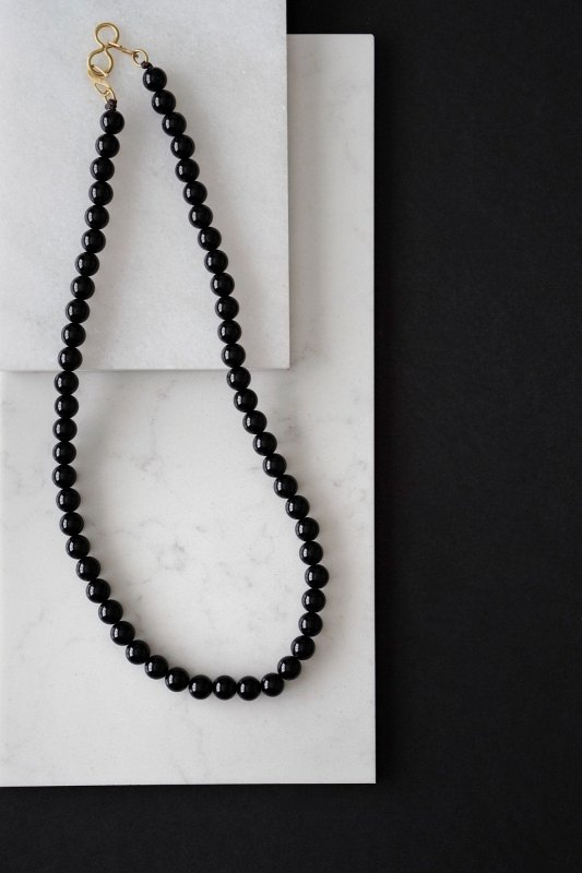 Mens Brass And Black Onyx Crystal Necklace - Necklaces - British D'sire