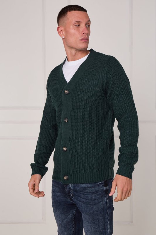 Men’s Button - Up Knitted Cardigan - cardigan - British D'sire
