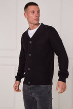 Men’s Button - Up Knitted Cardigan - cardigan - British D'sire