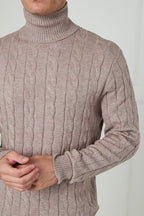 Men’s Cable Knit Turtleneck Jumper - Jumper - British D'sire