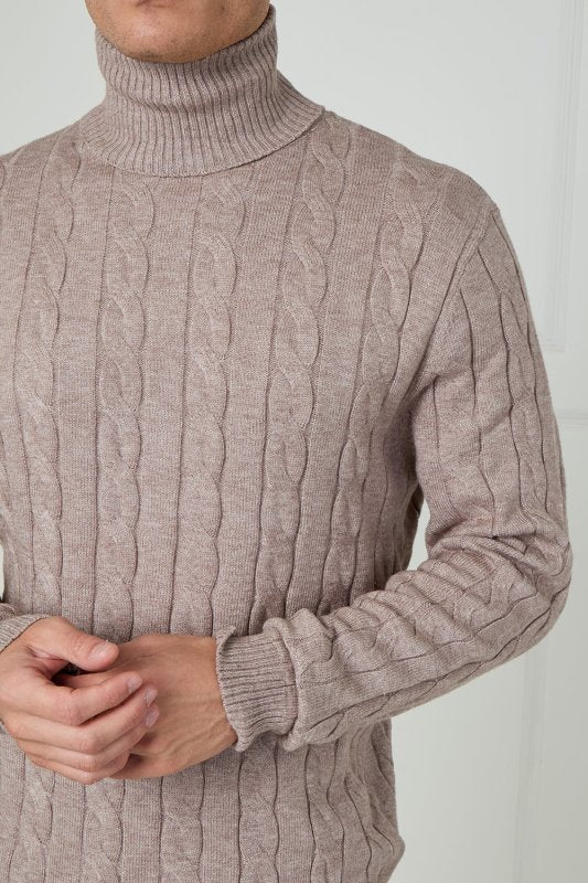 Men’s Cable Knit Turtleneck Jumper - Jumper - British D'sire