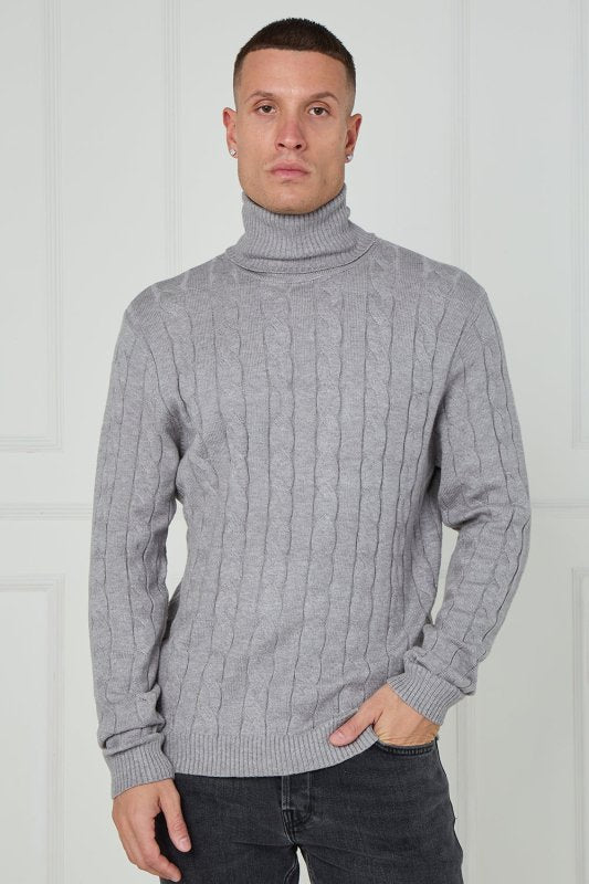 Men’s Cable Knit Turtleneck Jumper - Jumper - British D'sire