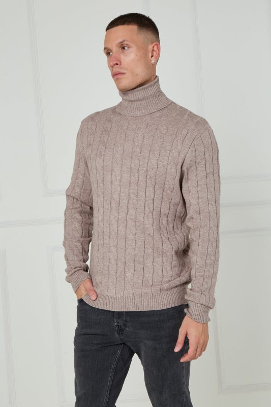 Men’s Cable Knit Turtleneck Jumper - Jumper - British D'sire