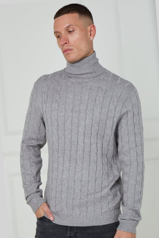 Men’s Cable Knit Turtleneck Jumper - Jumper - British D'sire