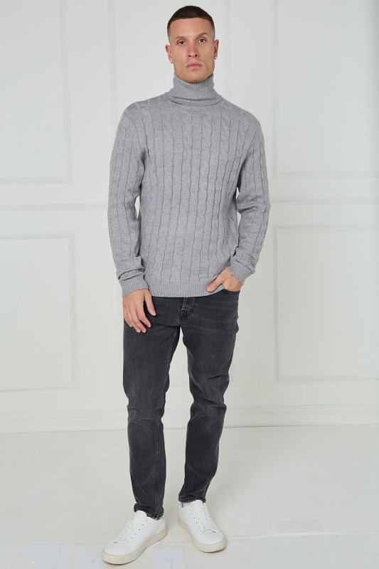 Men’s Cable Knit Turtleneck Jumper - Jumper - British D'sire Main image