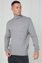 Men’s Cable Knit Turtleneck Jumper - Jumper - British D'sire