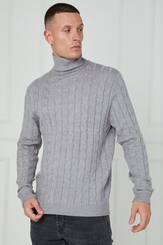 Men’s Cable Knit Turtleneck Jumper - Jumper - British D'sire