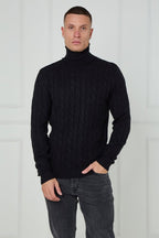 Men’s Cable Knit Turtleneck Jumper - Jumper - British D'sire