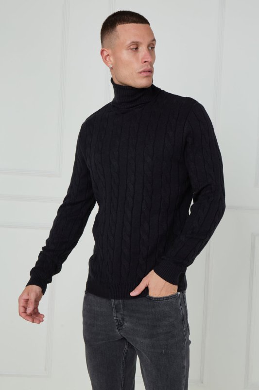 Men’s Cable Knit Turtleneck Jumper - Jumper - British D'sire