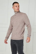 Men’s Cable Knit Turtleneck Jumper - Jumper - British D'sire
