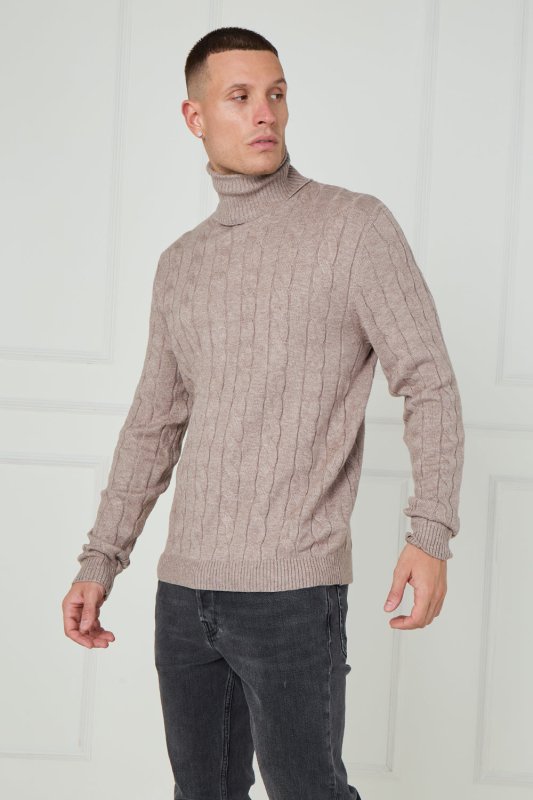 Men’s Cable Knit Turtleneck Jumper - Jumper - British D'sire