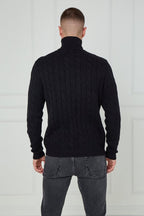 Men’s Cable Knit Turtleneck Jumper - Jumper - British D'sire