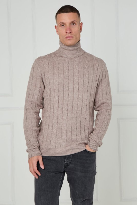 Men’s Cable Knit Turtleneck Jumper - Jumper - British D'sire