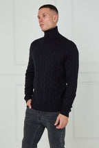 Men’s Cable Knit Turtleneck Jumper - Jumper - British D'sire