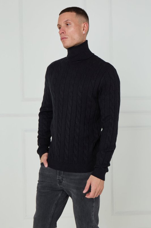 Men’s Cable Knit Turtleneck Jumper - Jumper - British D'sire