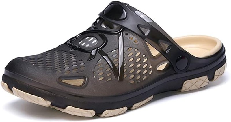 Mens Clogs Garden Sandals Lightweight Garden Clogs for Men Summer Sliders Casual Mules Outdoor Pool Beach Blue Black Size 6.5 - 13 UK - British D'sire Main image