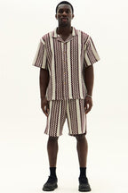 Men’s Crochet Texture Matching Shirt & Shorts Set – Boxy Fit | 100% Cotton - co ord set - British D'sire