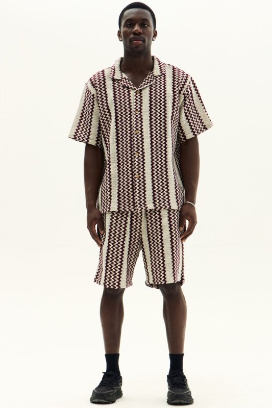 Men’s Crochet Texture Matching Shirt & Shorts Set – Boxy Fit | 100% Cotton - co ord set - British D'sire