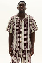Men’s Crochet Texture Matching Shirt & Shorts Set – Boxy Fit | 100% Cotton - co ord set - British D'sire