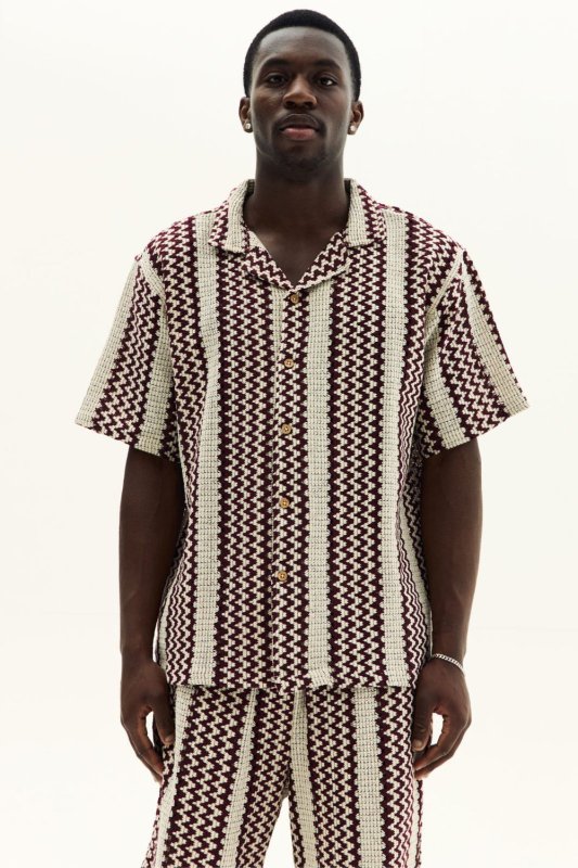 Men’s Crochet Texture Matching Shirt & Shorts Set – Boxy Fit | 100% Cotton - co ord set - British D'sire