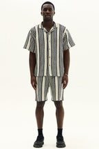 Men’s Crochet Texture Matching Shirt & Shorts Set – Boxy Fit | 100% Cotton - co ord set - British D'sire