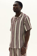 Men’s Crochet Texture Matching Shirt & Shorts Set – Boxy Fit | 100% Cotton - co ord set - British D'sire