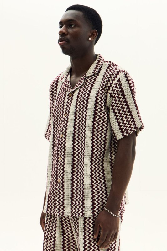 Men’s Crochet Texture Matching Shirt & Shorts Set – Boxy Fit | 100% Cotton - co ord set - British D'sire