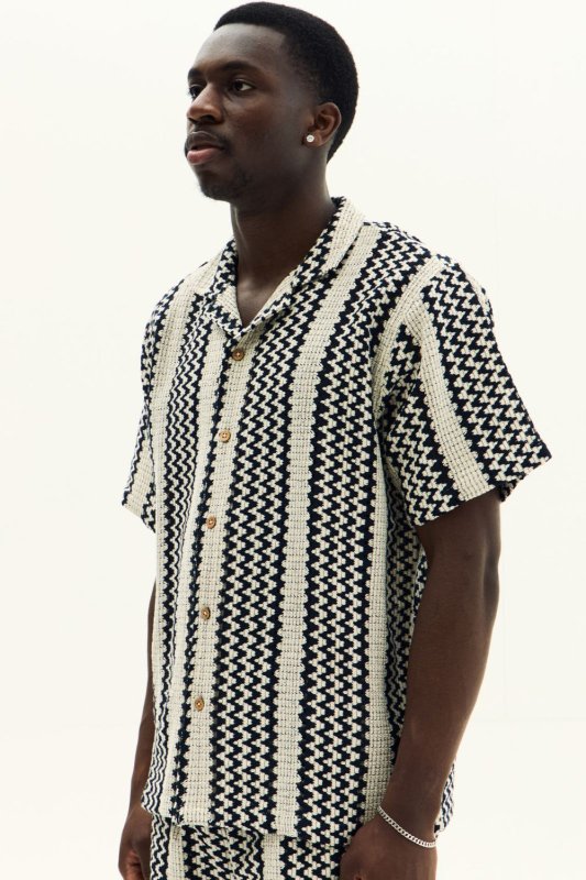Men’s Crochet Texture Matching Shirt & Shorts Set – Boxy Fit | 100% Cotton - co ord set - British D'sire