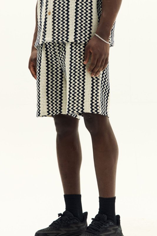 Men’s Crochet Texture Matching Shirt & Shorts Set – Boxy Fit | 100% Cotton - co ord set - British D'sire