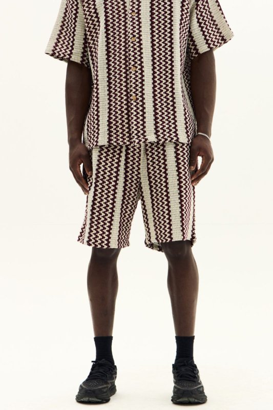 Men’s Crochet Texture Matching Shirt & Shorts Set – Boxy Fit | 100% Cotton - co ord set - British D'sire