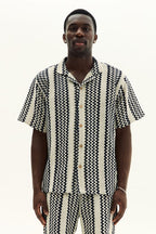 Men’s Crochet Texture Matching Shirt & Shorts Set – Boxy Fit | 100% Cotton - co ord set - British D'sire