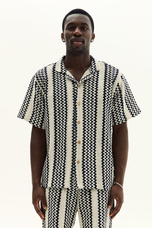 Men’s Crochet Texture Matching Shirt & Shorts Set – Boxy Fit | 100% Cotton - co ord set - British D'sire