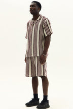 Men’s Crochet Texture Matching Shirt & Shorts Set – Boxy Fit | 100% Cotton - co ord set - British D'sire