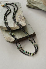 Mens Extra Long Length African Turquoise and Black Onyx Necklace - Necklaces - British D'sire