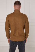 Men’s Half Zip Cable Knit Textured Jumper - Jumper - British D'sire
