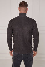Men’s Half Zip Cable Knit Textured Jumper - Jumper - British D'sire