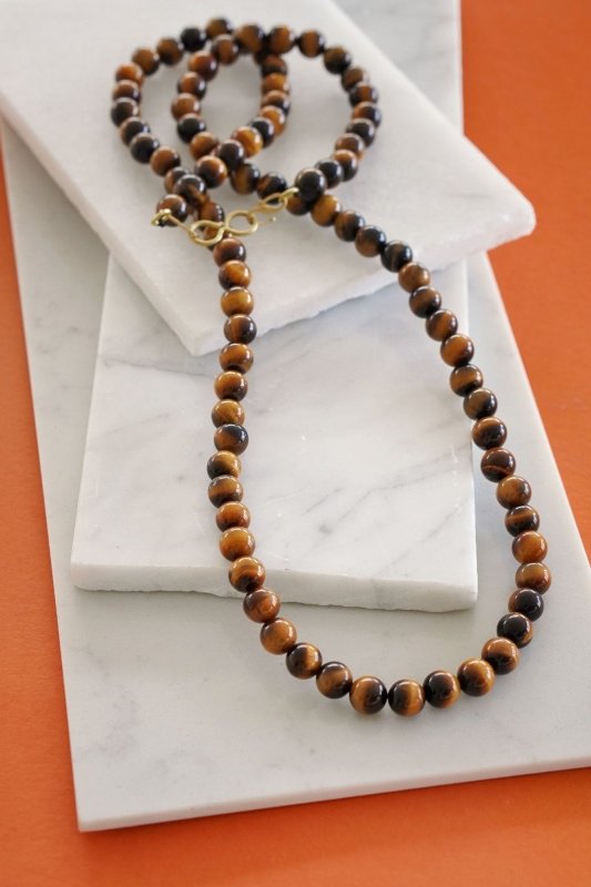 Mens Long Length Tigers Eye Necklace - Jewellery & Watches - British D'sire Main image
