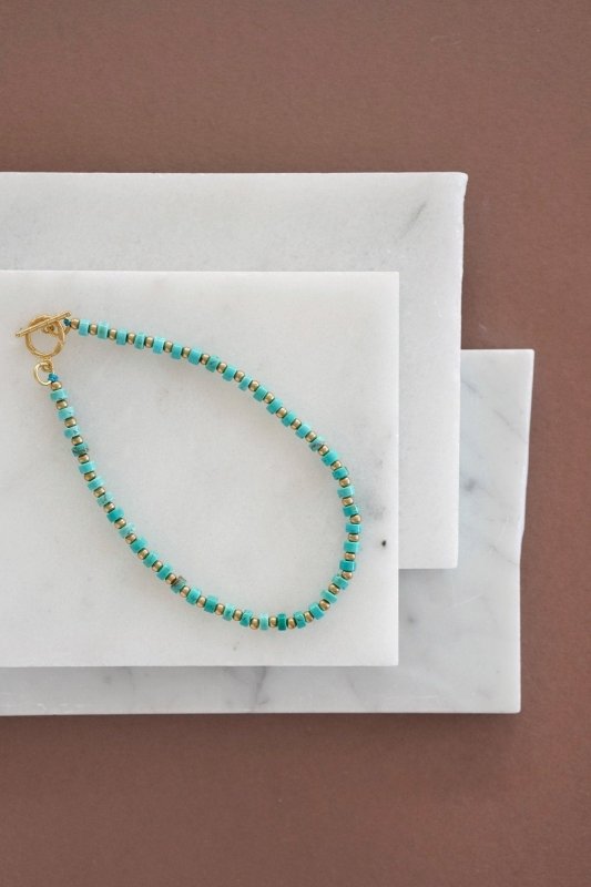 Mens Mini Turquoise Bead Bracelet - Bracelets - British D'sire Main image