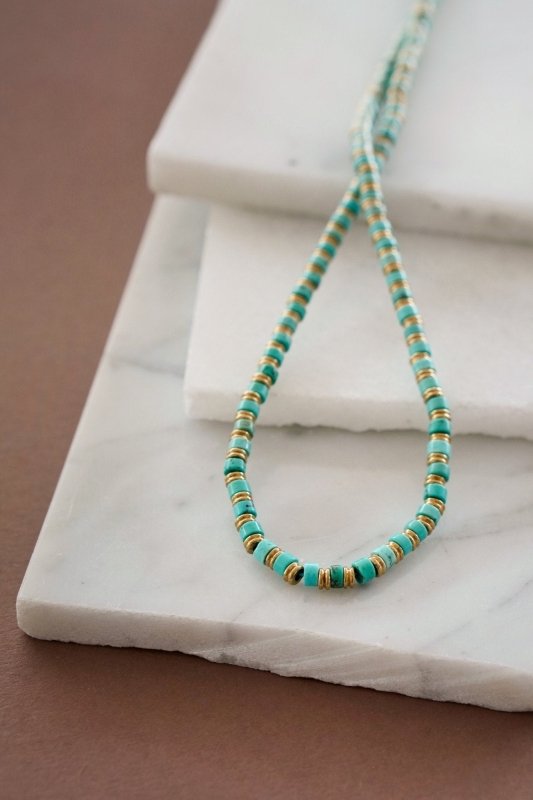 Mens Mini Turquoise Bead Necklace - Necklaces - British D'sire Main image
