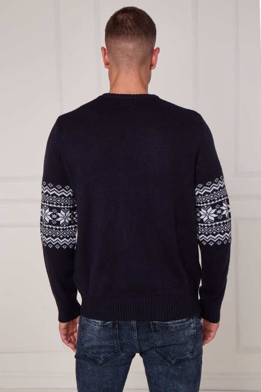 Men’s Novelty Reindeer Christmas Jumper – Navy - Jumper - British D'sire