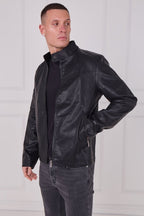Men's PU Leather Zip Jacket - jacket - British D'sire