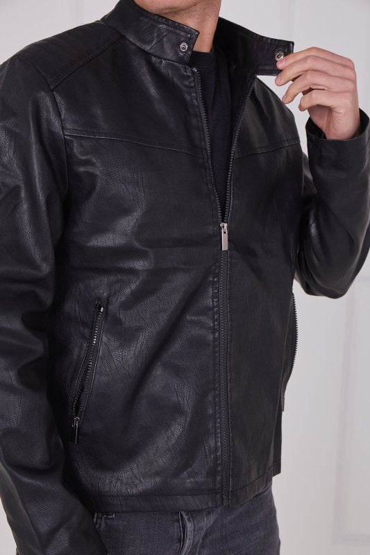 Men's PU Leather Zip Jacket - jacket - British D'sire