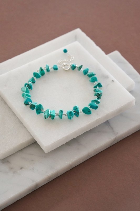 Mens Raw Turquoise Crystal Chip Bracelet - Bracelets - British D'sire Main image