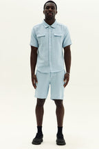 Men’s Slim Fit Textured Shirt & Shorts Co - Ord Set - co ord set - British D'sire